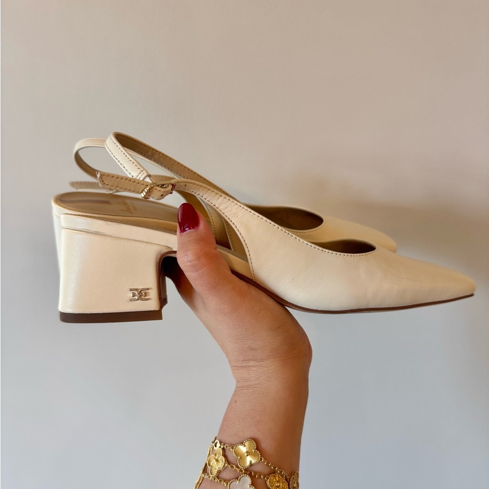 Ivory Leather Slingbacks - Picture 5 of 6